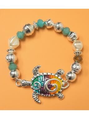 Turtle Charm Beaded Bracelet